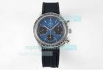 Swiss Copy Omega Speedmaster Blue Chronograph Dial Black Rubber Strap Watch 40MM